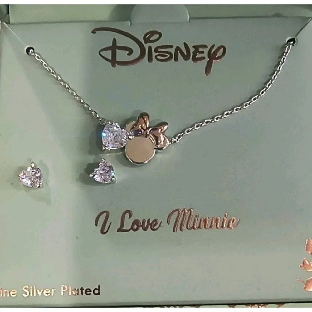 Disney Parks Silver Plated Necklace Minnie Mouse And Mickey Mouse Lot